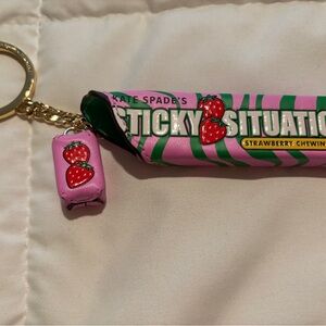 Kate Spade Pink and Green “ Bubble gum “Strawberry bag charm / key chain